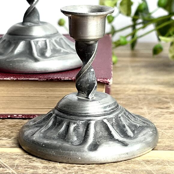 Vintage Miniature Pewter Candlestick Holders Set of 2 Norway 2.25\